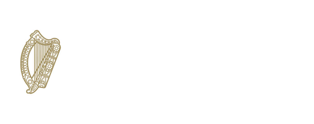 Department Logo with Harp on right of inage and the words Department of Culture Communications and sport in both english and Irish on right